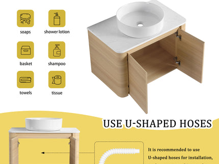 Mounted Bathroom Vanity With Art Sink & 2 Soft Close Doors