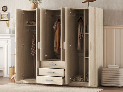 6 Doors Wardrobe Storage For Bedroom, With Big Drawers