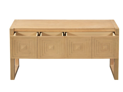 Geometric Carved Console Table With 3 Soft Close Drawers