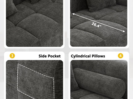 Sectional Free Combined Sofa With 2 Side Pockets