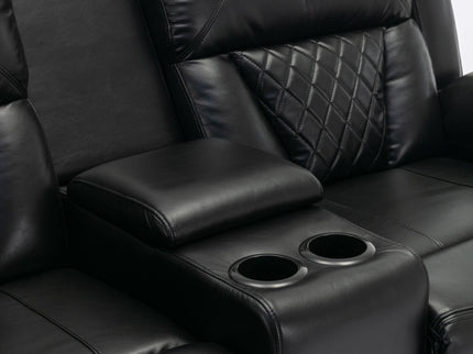 Home Theater Seating Manual Recliner Loveseat With Hide-Away Storage, Cup Holders And Led Light Strip For Living Room