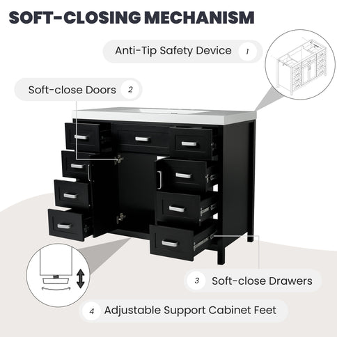 Bathroom Vanity Cabinet Only With 2 Soft Close Doors And 8 Drawers