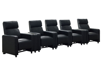 Warren - 5 Seater Home Theater With 2 Wedge Consoles - Black