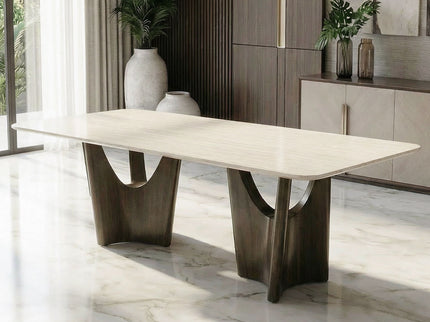 Dining Table - Beige / Bronze Golden