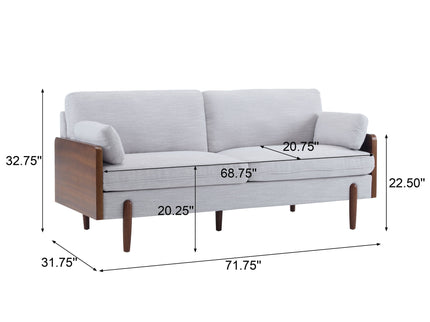 Mid Century Moderne Sofa With Wood Sides