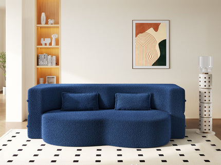 Modern Floor Sleeper Sofa Bed With 2 Pillows, Convertible Twin Size Folding Mattress For Living Room