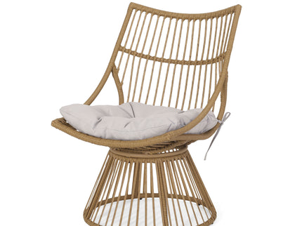 2 Piece Rattan Patio Set With Club Chair And Side Table - Beige / Light Brown