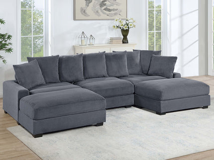 5 Piece Modular Sectional Set Couch With LAF & RAF Chairs, Living Room Furniture - Dark Gray