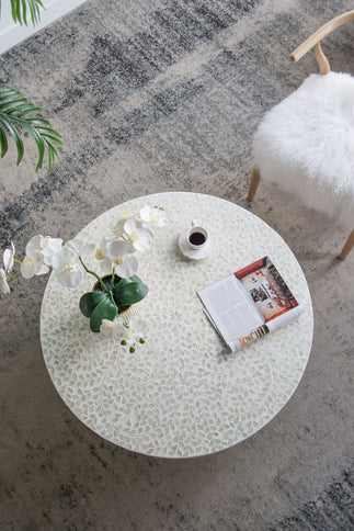 Unique Capiz Coffee Table & Pedestal Base