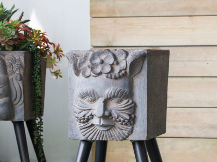 Greek God Statue Planter With Legs - Gray