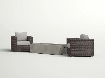 Outdoor Rattan Wicker Seating Set With Cushions 2 Person Patio Furniture - Espresso / Gray