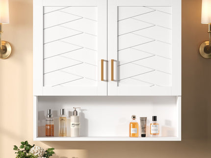 30" Bathroom Cabinet With Adjustable Shelf, Wall Mounted Medicine Cabinet - White