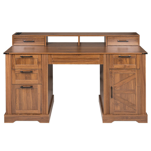 Office Desk With Charging Station & Storage Cabinet