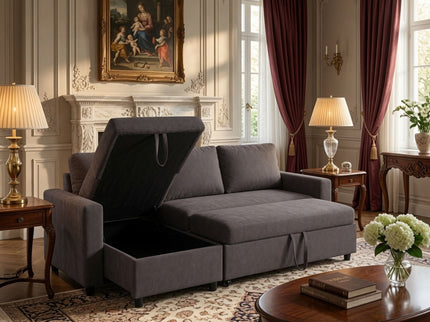 L - Shaped Convertible Sofa Bed With Storage Chaise
