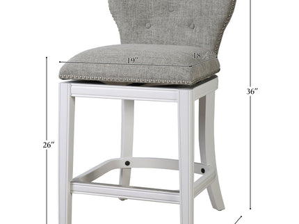 Upholstered Swivel Stool With Back