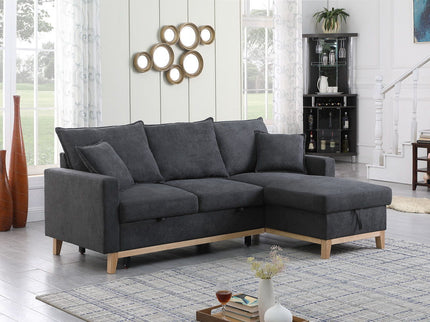 Colton - Reversible Sleeper Sectional Sofa With Storage Chaise - Dark Gray