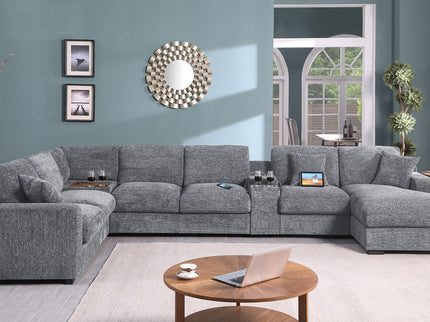 Celine - Fabric Corner Sectional Sofa With Right-Facing Chaise, Cupholders, And Charging Ports