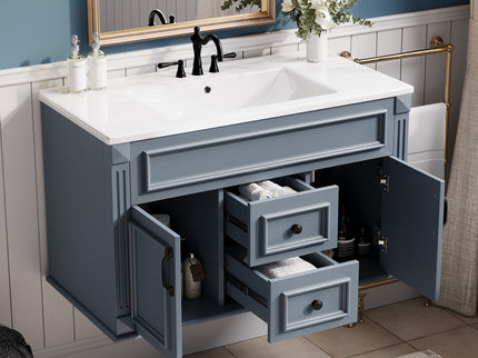 French Simple Style Wall Mounted Bathroom Cabinet With Sink