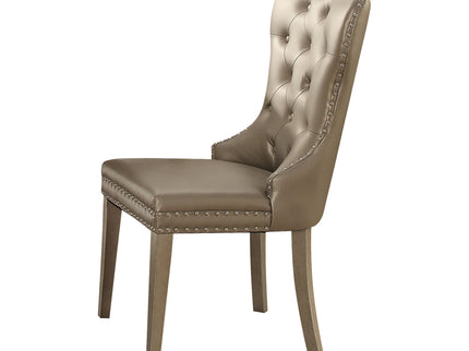 Kacela - Synthetic Leather Side Chair (Set of 2) - Champagne