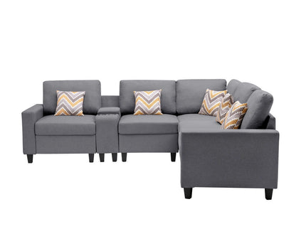 Nolan - Fabric 6 Piece Sectional Sofa With Pillows And Interchangeable Legs