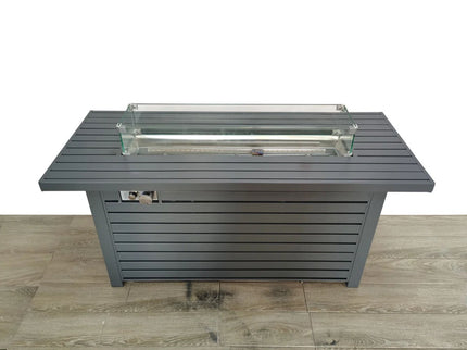 Outdoor Gas Fire Pit Table With Durable Construction And Lid - Gray