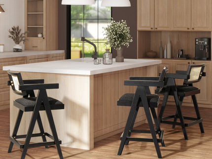 Milan - Modern Webbing Back Stool With Arms (Set of 3)