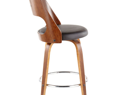 Cecina - Mid-Century Modern Fixed Height Counter Stool With Swivel And Round Footrest (Set of 2)