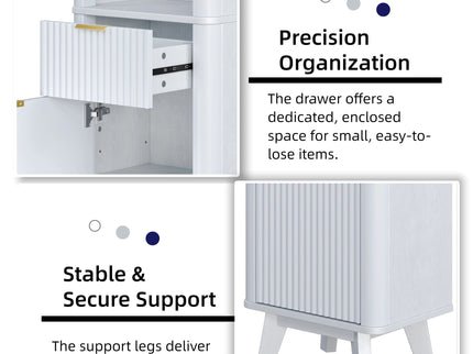 Tall Bathroom Storage Cabinet With Adjustable Shelves And 1 Drawer & Door