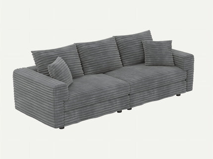 Convertible Deep Seat Sofa With Soft Pillows And Ottomans