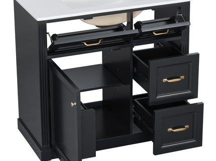 Modern Bathroom Vanity With Sink, 4 Drawers, Soft-Close Door, Adjustable Shelf