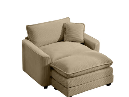 Classic Modern Comfortable Single Chair Deep Seat Sofa With Footstool
