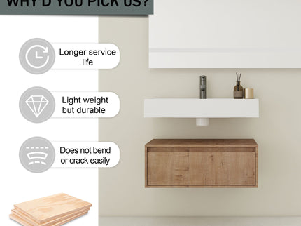 Wall Mounted Bathroom Vanity With Resin Sink And Soft Close Drawer In Imitative - Imitative Oak