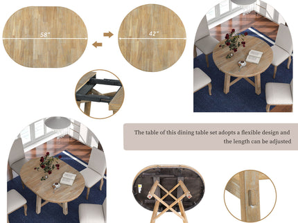 Gia - Round Extendable Dining Table With 16" Leaf Wood