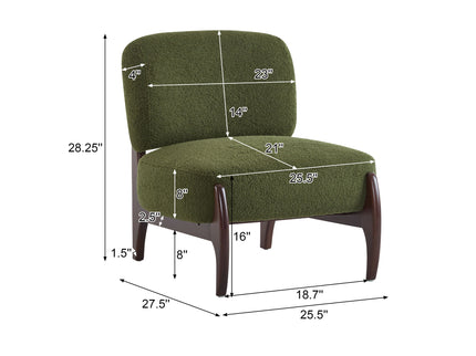 Modern Boucle Lounge Chair With Solid Wood Fram