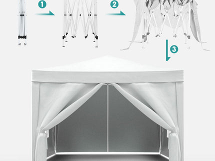 10'X10' Folding Canopy With 4 Removable Sidewalls Outdoor Event Shelter UPF 50+ Gazebo Portable Tents For Parties Beach Camping Wedding Ez Pop Up Canopy 4 Pieces Weight Bag + Carry Bag