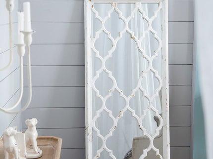 Distressed Floor Mirror, Full Body Mirror For Bathroom Bedroom Living Room - White