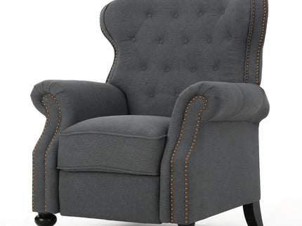 Accented Push Back Recliner Chair With Rolled Arms, Enjoy Cocooning Comfort