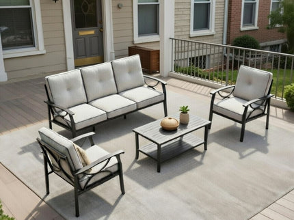 Patio Furniture Set With Coffee Table And Cushions For Backyard