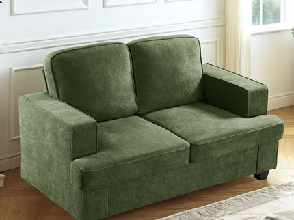 Modern Loveseat, Comfortable 2 Seater Couch With Deep Seating, Loose Back Cushions, Wide Arms