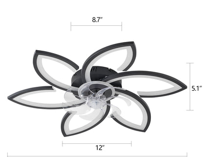 30" Flower 6 Speed Ceiling Fan With Remote Controlled LED Lights, Low Profile Flush Mount Fan