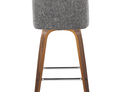 Toriano - Mid Century Modern Fixed Height Counter Stool With Swivel And Square Footrest (Set of 2)