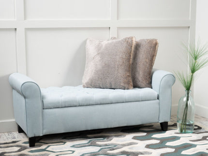 Hayes - Contemporary Armed Storage Bench With Rolled Arms And Button Tufting