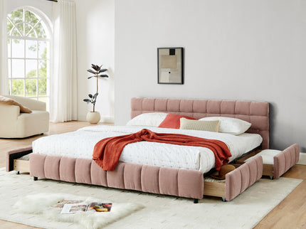 Modern Platform Bed Frame With Thick Fabric