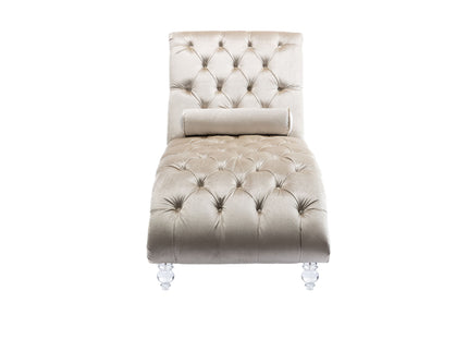 Chaise Lounge Indoor, Button Tufted Upholstered Chaise Lounge Chair With Pillow
