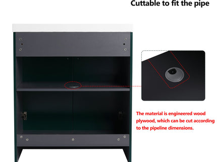 Contemporary Freestanding Bathroom Vanity With Resin Sink & Soft-Close Cabinet Doors