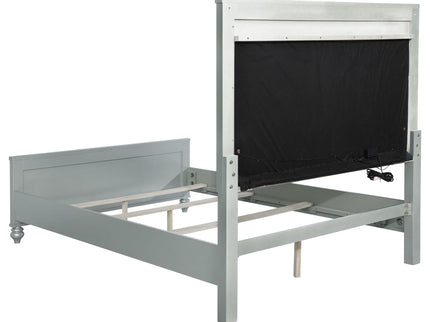 Arabesque - 4 Piece Queen Bedroom Set With LED Headboard - Silver