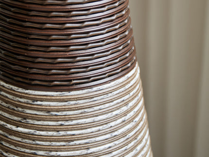 Tall Standing Designer Floor Vase Durable Artificial Rattan Elegant 2 Tone Finish Ideal Decor Accent For Living Room, Bedroom, Entryway Stylish Home Decor Statement Piece - Black / Gray