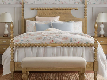 Queen Bed Turned Legs - Natural