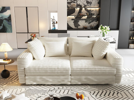 4 Seat Sofa With Soft Pillows And Movable Ottoman