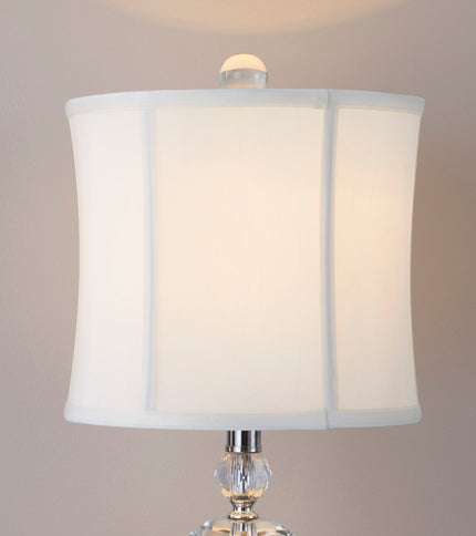 Karat - Contemporary Crystal Table Lamp (Set of 2) - Clear Crystal / Chrome / White Softback